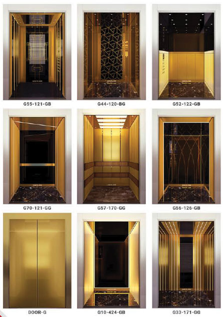 کابین اسانسور طلایی