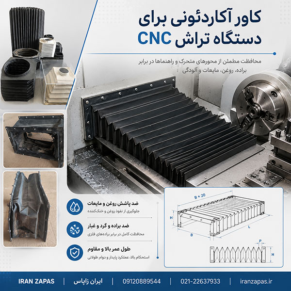 کاور آکاردئونی CNC برای محافظت از محور و ریل دستگاه فرز CNC
