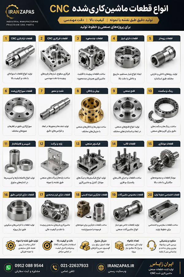 تولید قطعات فلزی CNC با تراشکاری و فرزکاری دقیق